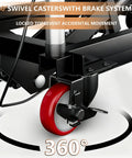 360° swivel casters with brake system on Built Tough Hydraulic Lift Table Cart, ensuring secure movement for heavy loads.