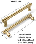 Champagne Bronze Kitchen Cabinet Handles 5 Inch 128mm 20 Pack Boss Grade Warm Brass Gold Cupboard Drawer Pulls with dimensions