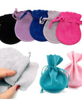 60 Piece Velvet Jewelry Pouches Set With Drawstring Bags for Rings Earrings featuring assorted colors and soft velvet fabric.