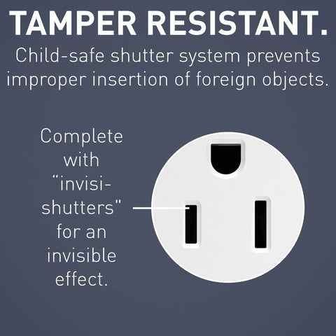 Five Level Adjustable LED Night Light Outlet In White Finish Tamper Resistant featuring child-safe shutter system.