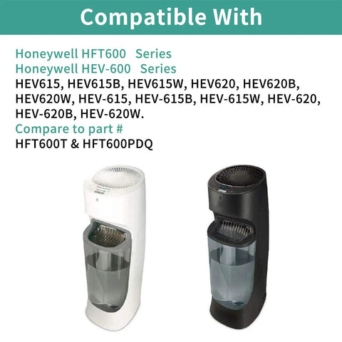 White and black humidifiers compatible with Honeywell HFT600 HEV615 HEV620 models