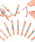 24 Pcs Double Sliding Contact Brushes Set For Evolution Digital 1 43 Scale Slot Car And RC Car Parts No Frills Easy Install Copper Wire Brushes For Reliable Power Transfer And Smooth Acceleration, showing copper brushes held by hand.