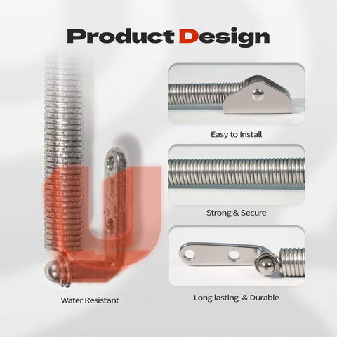 2 Pack Stainless Steel Boat Hatch Spring Support With Heavy Duty Lock for RV, showcasing water-resistant design and durable materials.