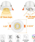 3 Inch 5CCT LED Eyeball Recessed Light Kit Dimmable Swivel Downlight With 2700K To 5000K Color Temp 8W Airtight ETL FCC Approved