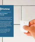 Person applying premixed fast dry gray silicone tile repair kit with caulk filler and sealer for cracked tiles using a tool.