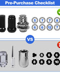 Illustration of correct vs incorrect lug nuts for Spline Lug Nut Socket Set Eight Piece With Locking Lug Nut Removal Kit
