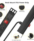 Eight Outlet Rack Mount Power Strip With Wide Spaced Sockets, 1U Server Rack Surge Protector, Heavy Duty 6 Ft Cord, ETL Listed