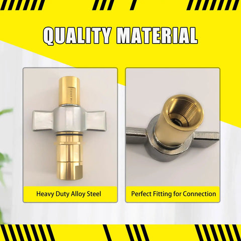 Front and top view of 1-1/4 Inch Hydraulic Quick Disconnect Coupling Set With Wing Nut Sleeve Heavy Duty Brass NPT 1-1/4 Female