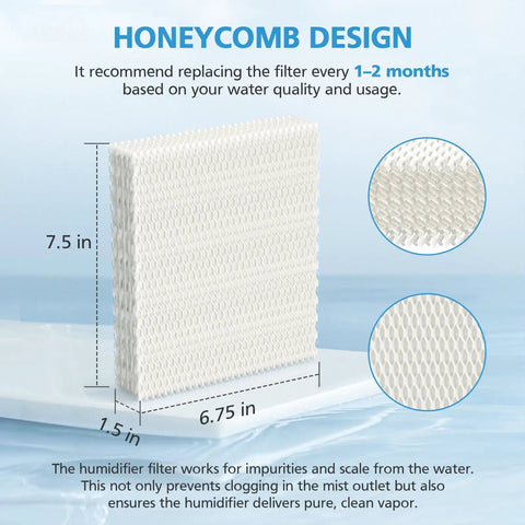 HFT600T honeycomb filter replacement for Honeywell HEV615 HEV620, 7.5x6.75x1.5 inches, enhances humidifier performance at home