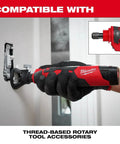 Pro Grade M12 Cordless Brushless Rotary Tool With Snappy Variable Speed Dial And 12 Precision Settings delivering precise cuts in wall.