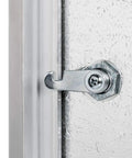 Built Tough Aluminum Insulated Access Panel 36 By 36 Inch close-up of secure keyed latch mechanism for easy installation.