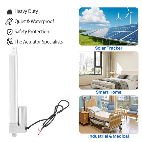 Heavy Duty Electric Linear Actuator With Quiet Limit Switch For Tripod And Projector Lift, durable aluminum design with wiring.