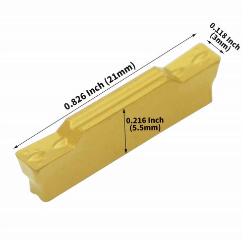 MGMN300-M Coated Carbide Inserts For CNC Lathe Grooving And Steel Cutting 3.00 Mm Thick 0.118 In 0.4 Mm Radius 21 By 5 By 3 Mm