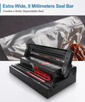 Heavy Duty Dual Mode Vacuum Sealer For Mylar And Textured Bags With Rapid Cooling And Custom Air Locks showing 8mm seal bar