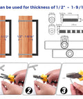 Diagram showing installation of Eight Inch Square Cabinet Handles Matte Black Pulls For Kitchen Drawers And Cabinets Set Of Eighteen