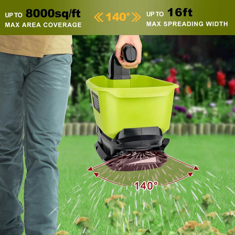 Handheld Power Spreader For Ryobi 18V Battery Portable Electric Spreader For Seed Salt Fertilizer And Feed Year Round Yard Work Tool Delivers Even Coverage Up To Eight Thousand Square Feet Battery Not Included in use spreading seeds on grass