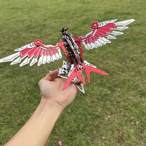 Killer 3D Metal Puzzle For Adults Falcon Predator Eagle Model Kit With DIY Assembly Mechanical Bionic Bird For Brain Teasers And Hobbyists Ideal Gift For Model Enthusiasts Science Lovers And Collectors 279 Pieces, handheld assembled red-white metal eagle