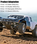 Traxxas One Tenth Scale Slash 2WD VXL airborne on dirt track showing rugged RC performance
