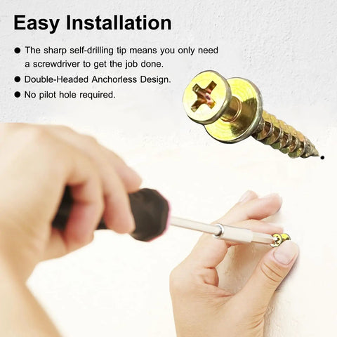 Heavy Duty Picture Hangers And Double Headed Wall Hooks With Bulletproof Grip Rating Up To 30 Lbs for easy installation with screwdriver