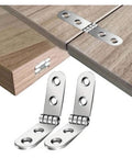 Set Of 10 180 Degree Adjustable Stainless Steel Foldable Hinges For Practical Furniture With Flexible Nut shown on wood surface