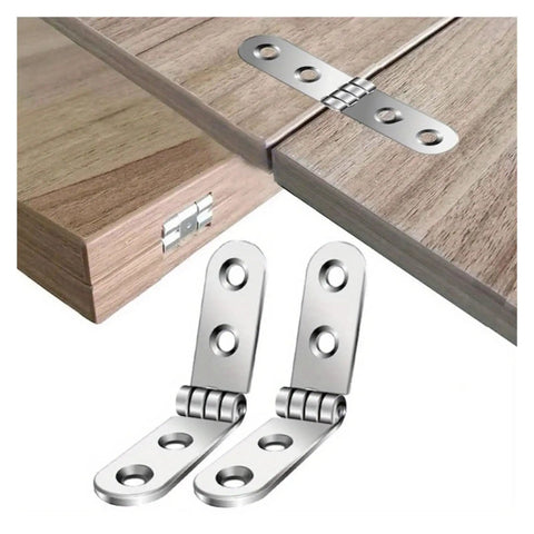 Set Of 10 180 Degree Adjustable Stainless Steel Foldable Hinges For Practical Furniture With Flexible Nut shown on wood surface