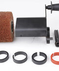 Heavy Duty Synthetic Fiber Abrasive Brush Drum For Grinding Machines Rust Removal Satin Finish On Unpainted Metals Flat Metal And Wood Surfaces Wire Drawing Attachment 120x100mm with kit components