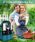 All In One Garden Tool Set For Every Yard Task With Rust Resistant Shovel And Trowel, woman gardening with child outdoors