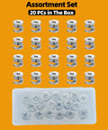 Cam Locks For Furniture 20 Pack 15 X 9.5 Mm Heavy Duty Eccentric Wheel Fasteners displayed with packaging box