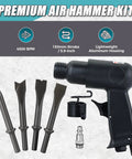 4500 BPM Air Hammer Kit with 150mm Stroke, 4-Piece Air Chisel and Scraper Set displayed on textured background
