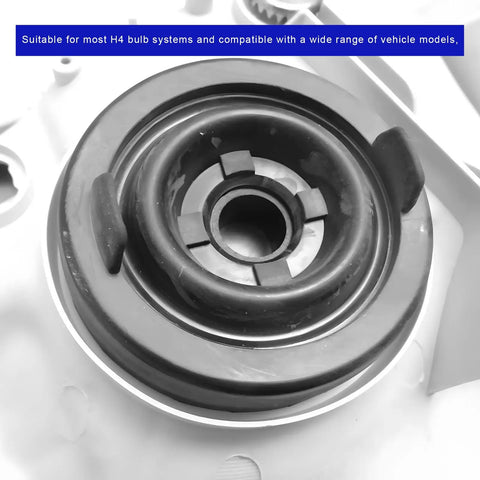 Two Pack Car Headlight Dust Caps Waterproof Rubber Seals For H4 LED Bulbs shown from top view on a vehicle model