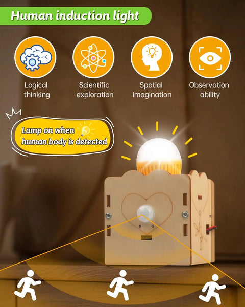 Human induction light from Six In One STEM Kit For Kids Ages 8 To 13, Wooden 3D Puzzles And Building Projects.