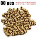 100 Pieces M3 Brass Knurled Threaded Insert Nuts For 3D Printing Heat Set Inserts With Huge Pulling Power Self Clinching Internal Thread Nuts For Injection Molding PCBs displayed in a pile