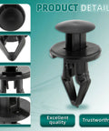 Close-up view of tough black GM fender liner clip fastener for Buick Enclave and Cadillac Escalade trim panel hardware.