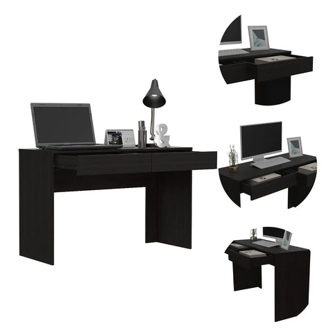 Adjustable Gaming Computer Desk With Dual Storage Drawers And Smooth Height Control, 47.32in wide, black finish, ideal for home offices.