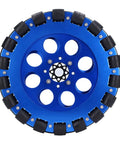 Front view of an 8-inch Omni Wheel Dual Set for DIY Robotics with 203mm aluminum hub and 18 silicone rollers.