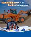 Rock Solid Full Brim Hard Hat With OSHA Certified Safety Helmet Super Lightweight Durable Frame Plus Six Point Ratchet Suspension For All Day Comfort And Kickass Protection On Any American Jobsite on a construction site.