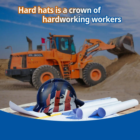 Rock Solid Full Brim Hard Hat With OSHA Certified Safety Helmet Super Lightweight Durable Frame Plus Six Point Ratchet Suspension For All Day Comfort And Kickass Protection On Any American Jobsite on a construction site.