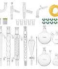 32 Piece Lab Glassware Kit For Distillation And Essential Oil Making With 24 40 Joint 1000ml Round Bottom Flask 1 Neck visible