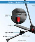 Pro Grade Manual DIN Rail Cutter For Aluminum Guide Rails 35mm Wide With Measuring Ruler showing handle and cutting edge