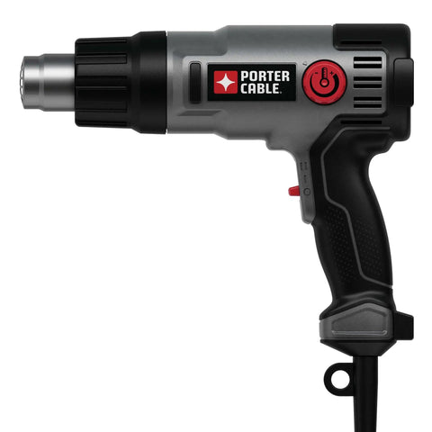 Heat Gun 1500 Watt Corded Workhorse with Dual Temperature Settings and Two Speed Modes, side view showcasing variable dial and stand