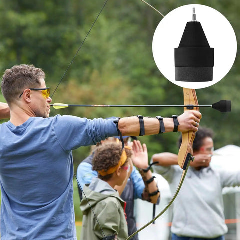 Soft Foam Arrow Tips Pack For Archery Practice And LARP Arrows, Safe EVA Sponge Arrowheads, in use during archery practice outdoors