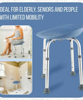 Height Adjustable Bath And Shower Chair For Seniors With Ergonomic PUR Foam Seat Non Slip Feet And A Sturdy Shower Stool