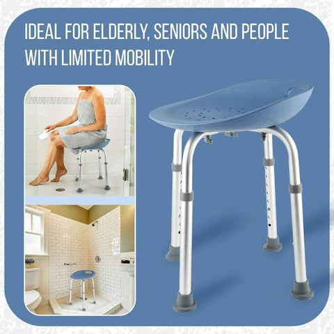 Height Adjustable Bath And Shower Chair For Seniors With Ergonomic PUR Foam Seat Non Slip Feet And A Sturdy Shower Stool
