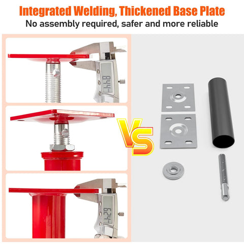 4-pack adjustable crawlspace jacks with red top plate, 11–16 in height, 11023 lb capacity, includes base plates and hardware