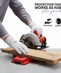 Large Heavy Duty Cowhide Leather Driver Work Gloves For Driving Trucking Construction And Outdoor Tasks With Reinforced Palm And Fingers For Superior Grip Protection In Farming Landscaping Gardening Ranching And DIY, white gloves cutting wood