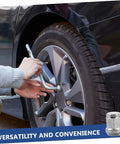 Person installing tire with Heavy Duty Wheel Hub Flange Bolts Nuts For ATV And Go Kart, Durable Fasteners for safe rides.