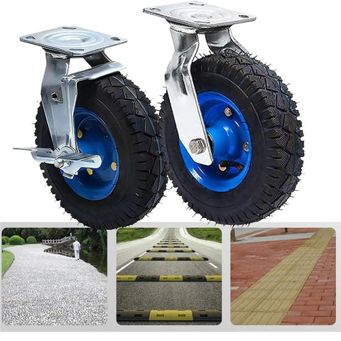 Heavy Duty Swivel Caster Wheels With Brakes for Workbenches and Furniture Carts, Top Plate Casters, Smooth Rolling on Concrete