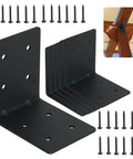 Six Pack 4 By 4 By 3 Eighths Heavy Duty Steel Corner Brackets L Shaped Right Angle Mounts For Deck And Shed Build Out Top Shelf Rust Proof Carbon Steel Frame Hardware with screws.