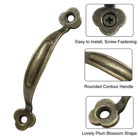12 Pack Small Barn Door Handles Rustic Bronze Gate Pulls with screw fastening and rounded handle, perfect for indoor and outdoor use.