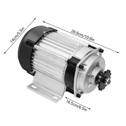 48V 750W Brushless DC Motor Kit For DIY Tricycle Conversion, motor dimensions shown, aluminum alloy casing, detailed view